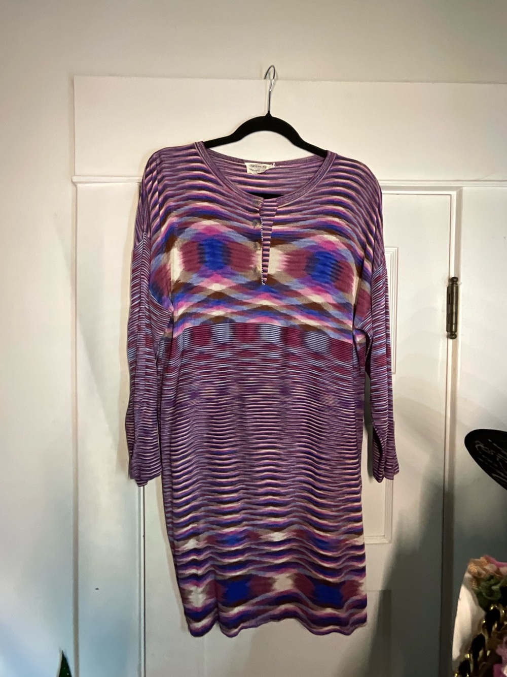 Vintage 1970’s Missoni Multicolor Henley Mini Dress